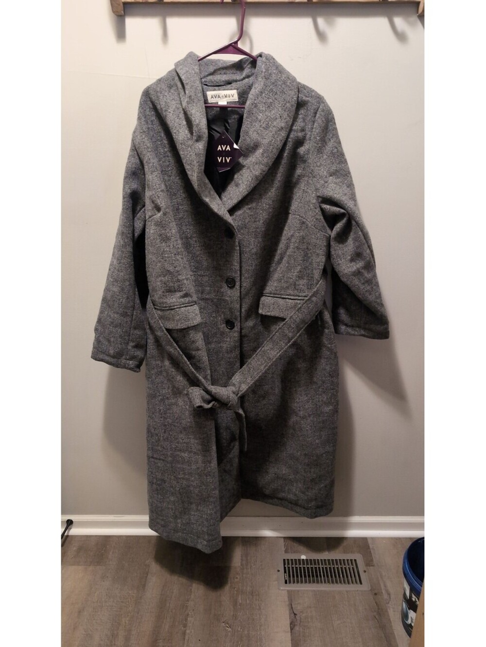 Ava & Viv women's belted gray coat size 2X